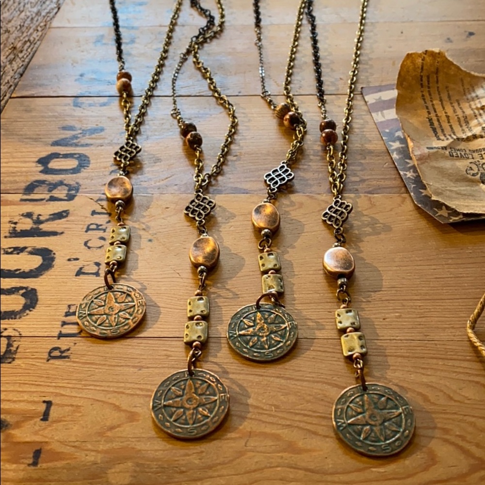1 LEFT // mixed metal pieced patina necklace - Picture 3 of 16